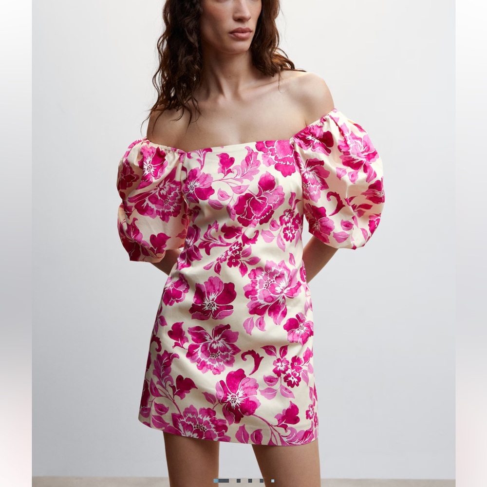 Mango 🥭 Floral Off-Shoulder Pink Dress
